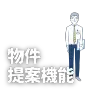 不動産購入前学習を通じて得られたユーザーの希望条件を基に、AIが最適な物件情報を自動で選定し、パーソナライズされた物件提案を行う、サイトの画期的な機能を示す画像です。